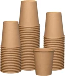 Comfy Package 8 Oz Kraft Paper Cups Disposable Coffee Cups Unbleached, 100-Pack