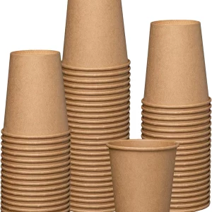 Comfy Package 8 Oz Kraft Paper Cups Disposable Coffee Cups Unbleached, 100-Pack