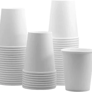 Comfy Package 8 Oz White Paper Cups Disposable Coffee Cups To Go Cups, 100-Pack