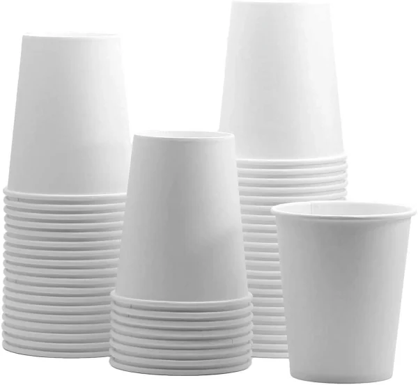 Comfy Package 8 Oz White Paper Cups Disposable Coffee Cups To Go Cups, 100-Pack