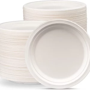 Comfy Package 9? Compostable Round Paper Plates Heavy Duty Plate, 250-Pack