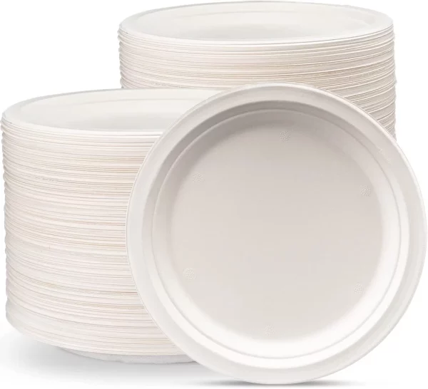 Comfy Package 9? Compostable Round Paper Plates Heavy Duty Plate, 250-Pack
