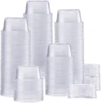 Comfy Package Small Plastic Cups with Lids 2 Oz Mini Cups for Jello & Souffle, 200-Pack