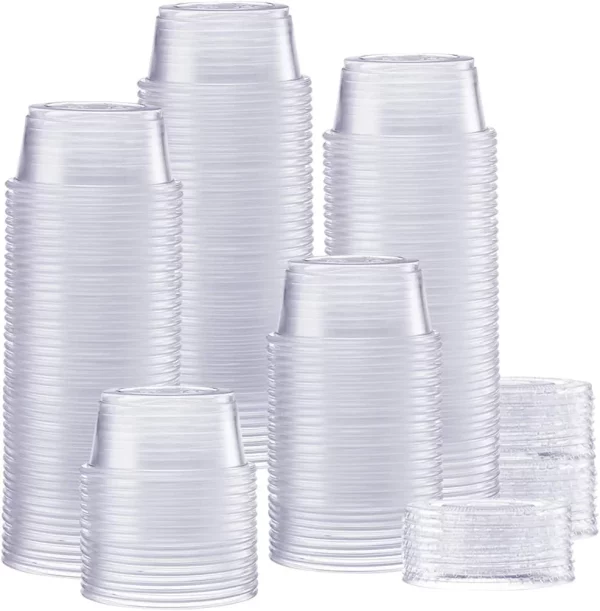Comfy Package Small Plastic Cups with Lids 2 Oz Mini Cups for Jello & Souffle, 200-Pack