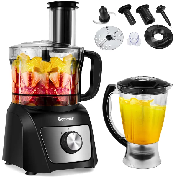 Costway 8 Cup Food Processor 500W Variable Speed Blender Chopper w/ 3 Blades