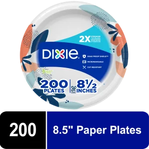 Dixie Disposable Paper Plates, Multicolor, 8.5 in, 200 Count