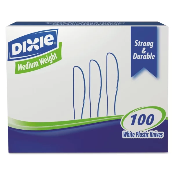 Dixie Plastic Cutlery Heavy Mediumweight Knife 100-Pieces/Box KM207