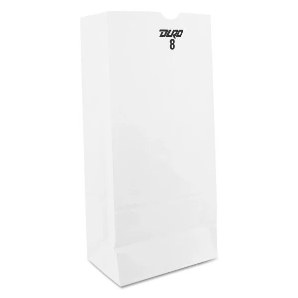 General #8 Paper Grocery Bag, 35lb White, Standard 6 1/8 x 4 1/6 x 12 7/16, 500 bags
