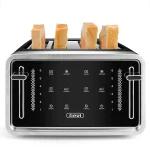 Gevi Toaster 4 Slice Toaster LED Digital Touch Screen Extra-Wide Slots Black + Silver
