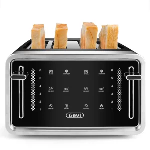 Gevi Toaster 4 Slice Toaster LED Digital Touch Screen Extra-Wide Slots Black + Silver
