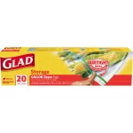 Glad Zipper Food Storage Freezer Bags, Gallon Size, 20 Count