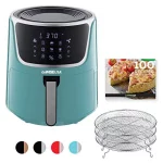 GoWISE USA GW22954 7-Quart Electric Air Fryer with Dehydrator& 3 Stackable Racks, Digital Touchscreen with 8 Functions + Recipes, 7.0-Qt, Mint/Silver