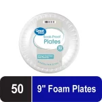 Great Value Everyday Disposable Foam Plates, 9 in, 50 ct