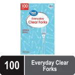 Great Value Everyday Disposable Plastic Forks, Clear, 100 Count