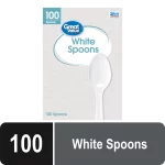 Great Value Everyday Disposable Plastic Spoons, White, 100 Count