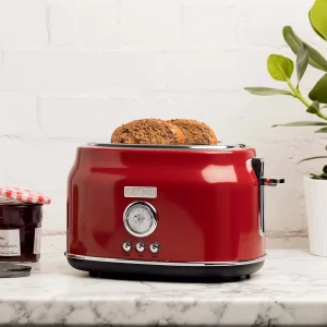 HADEN Dorset 2-Slice Wide Slot Stainless Steel Retro Toaster, Red