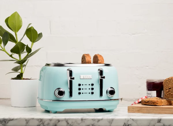 Haden Heritage 4-Slice Wide Slot Toaster, Turquoise - 75005