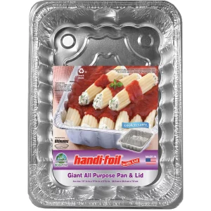 Handi-Foil Aluminum Foil Giant All Purpose Pan with Lid, 1 Count 13.5" x 9.625" x 2.75"