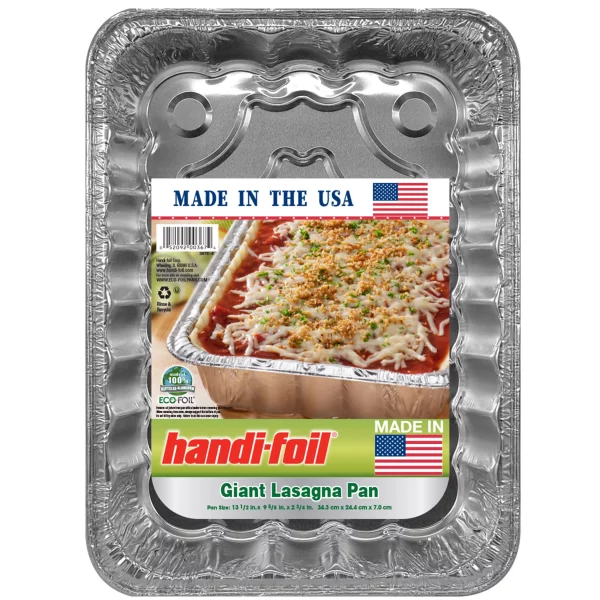 Handi-Foil Aluminum Giant Rectangular Lasagna Pan, 1 Count 13.5" x 9.63" x 2.75"
