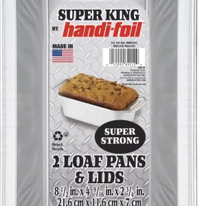 Handi-Foil Super King Aluminum Foil Loaf Pan with Handles and Lid, 2 count per pack
