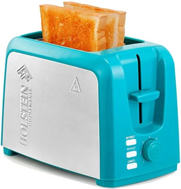 Holstein Housewares 2-Slice Toaster Teal with Defrost and Reheat Function
