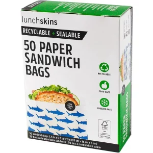 Lunchskins Recyclable & Sealable Food Storage Sandwich Bags Shark, 50 count