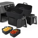 MMH 2Pcs Air Fryer Silicone Liners- Air Fryer Silicone Pot, Reusable Silicone Airfryer Liner Replacement Baking Tray Basket Insert, Non-stick， Easy Cleaning， Food Safe, Black