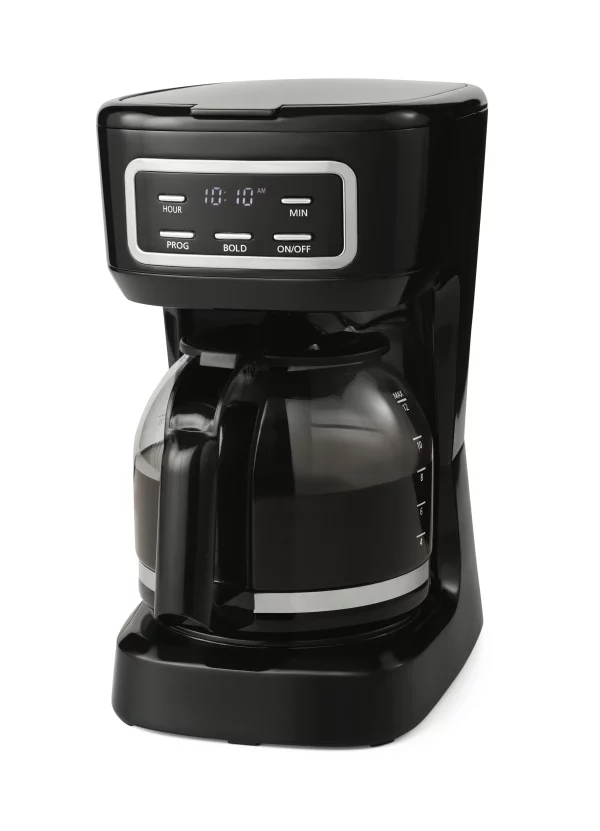 Mainstays Black 12-Cup Programmable Coffee Maker, 1.8 Liter Capacity, New