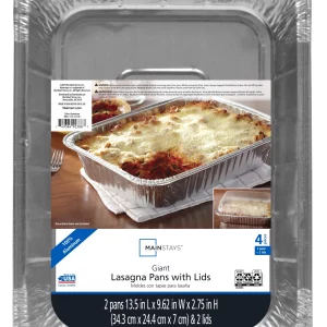Mainstays Lasagna Pan with Lid 2 Count for Home or Take-Out Containers