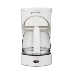 Proctor Silex 12 Cup Coffee Maker with Glass Carafe, Compatible with Smart Plugs, White, 43501PS