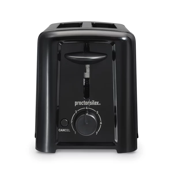 Proctor Silex 2 Slice Toaster, Auto Shut Off, Compact, Black, 22624