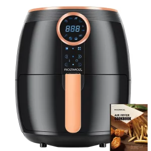 Rozmoz 5.2Qt Air Fryer, 8 Preset Oil-Less Frying Modes, Quickly Heating with Air Fryer Cookbook, Black