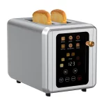 WHALL 2 Slice Touchscreen Toaster - Stainless Steel Toaster with Wide Slot, 6 Shade Settings, Bagel Function, Removable Crumb Tray