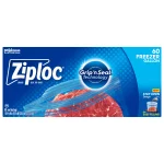 Ziploc® Brand Freezer Bags with New Stay Open Design, Gallon, 60, Patented Stand-up Bottom, Easy to Fill Freezer Bag, Unloc a Free Set of Hands in the Kitchen, Microwave Safe, BPA Free