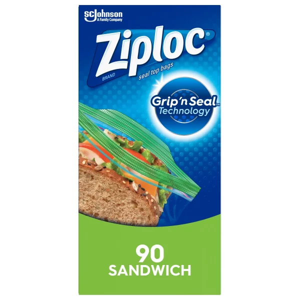 Ziploc® Brand Sandwich Bags, Plastic Sandwich Bags, 90 Count