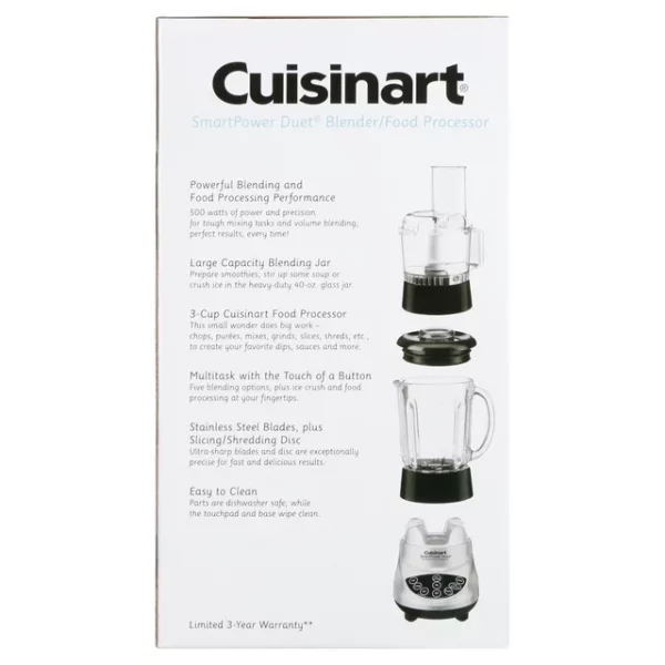 Cuisinart Smartpower Duet /Food Processor 7 Speed Blender Brushed Chrome (BFP-703BC)