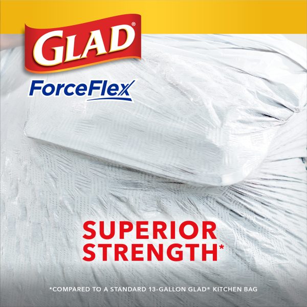 Glad ForceFlex Tall Kitchen Trash Bags, 13 Gallon, 40 Bags (Gain Original Scent, Febreze Freshness)