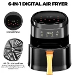 6.3 QT Large Capacity Air Fryer Touch Screen Smart Fryers Household Multi-function Air fryer that Crisps, Roasts, Reheats, & Dehydrates, High Gloss Finish,Including Air Fryer Paper Liners 50PCS,Black
