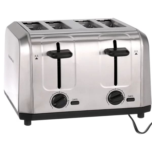 Hamilton Beach Brushed Stainless Steel 4 Slice Toaster with Extra-Wide Slots, Toast Boost, Auto Shutoff, 24910
