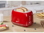 Keenstone Toaster, Retro 2 Slice Stainless Steel Toaster with Cancel, Defrost Fuction for Bread, Bagel, Wide Slots Revolution Toasters, Kitchen Appliances, Apartment Essentials Must Haves - Red