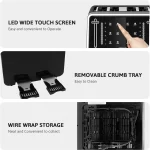 Gevi Toaster 4 Slice Toaster LED Digital Touch Screen Extra-Wide Slots Black + Silver