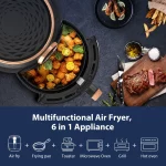 Rozmoz 5.2Qt Air Fryer, 8 Preset Oil-Less Frying Modes, Quickly Heating with Air Fryer Cookbook, Black