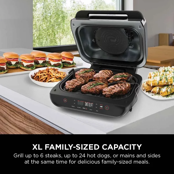 Ninja Foodi Smart XL 4-in-1 Indoor Grill with 4-Quart Air Fryer, Roast, Bake, and Smart Cook System, FG550