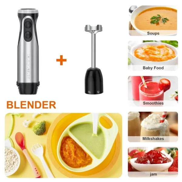 Bonsenkitchen Immersion Blender Handheld, Stainless Steel Hand Stick Blender, 20-Speed Hand Blender, Free Warranty