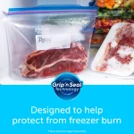 Ziploc® Brand Freezer Bags with New Stay Open Design, Gallon, 60, Patented Stand-up Bottom, Easy to Fill Freezer Bag, Unloc a Free Set of Hands in the Kitchen, Microwave Safe, BPA Free