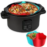 Slow Cooker Divider Liner Reusable & Leakproof Silicone Crockpot Divider insert Cooking Liner for 6 Quart Pot