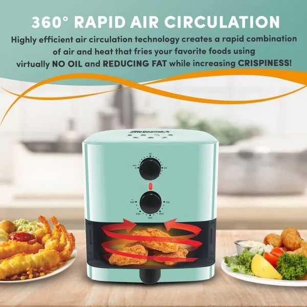 New Elite Gourmet 1 Quart Compact Air Fryer, Black