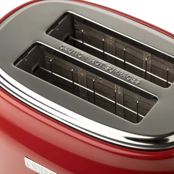 HADEN Dorset 2-Slice Wide Slot Stainless Steel Retro Toaster, Red