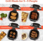 Cosori New Indoor Grill, Smart XL Air Fryer Combo Aeroblaze, 8-in-1, 6 Quart Voice Control, Black
