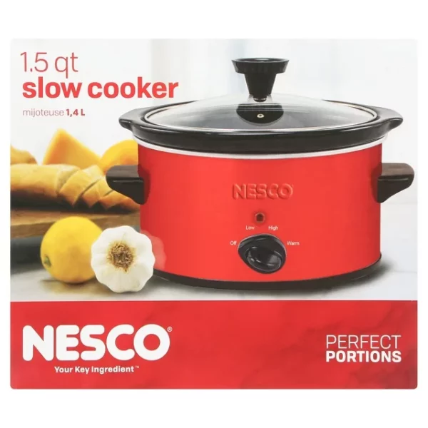 NESCO SC-150R Slow Cooker, 1.5 Quarts, Metallic Red